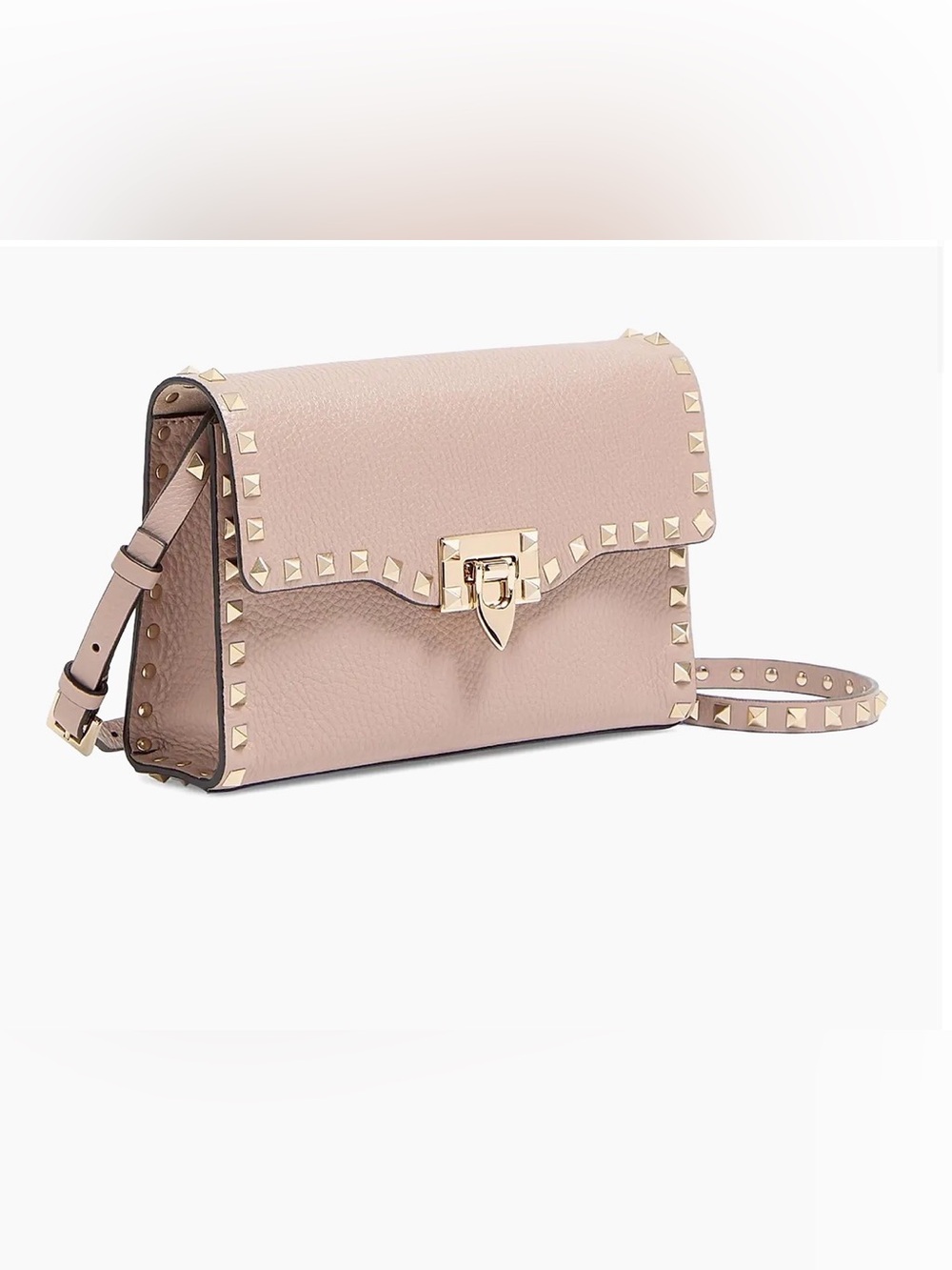 Tan Valentino Garivani Small Rockstud Calfskin Crossbody Bag - Picture 3 of 15